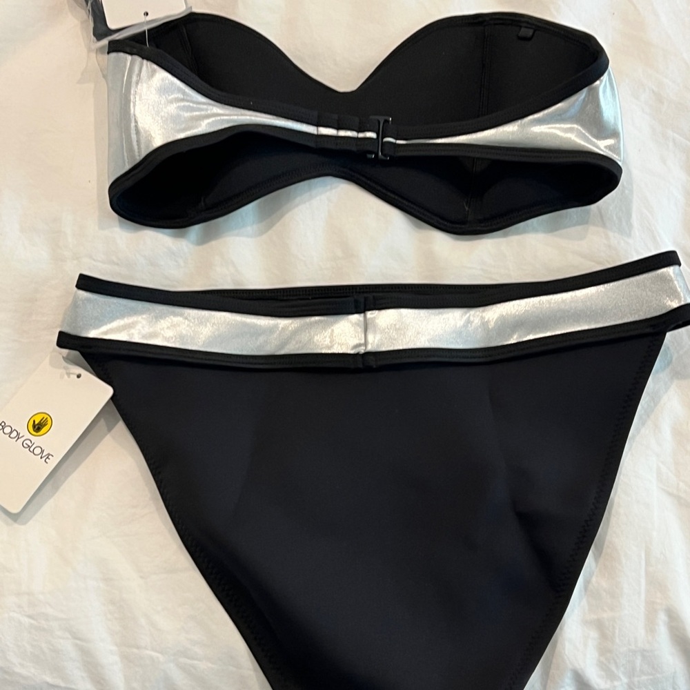 Body Glove Metallic Silver and Black Swimwear - Picture 2 of 3